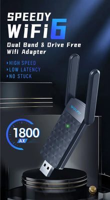 WiFi 6 USB3.0 Adapter 1800Mbps 5G/2.4GHz USB Wi-fi Dongle Wireless 802.11ax Network Card High Gain Antenna For Windows 10 11