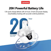 Auriculares inalámbricos Lenovo XT58 con reducción inteligente de ruido, Bluetooth 5.4, auriculares para juegos, sonido HIFI y pantalla LED