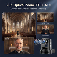 SZXLCOM FULL NDI PTZ Camera AI Auto-Tracking 20x Optical Zoom HDMI SDI USB POE IP for Live Streaming Church Conference