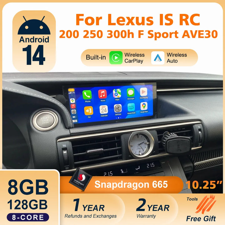 Android 14 Car Radio For Lexus IS RC 200 250 300 350 200t 300h 2013-2019 128GB Multimedia Video Player CarPlay Autoradio 4G