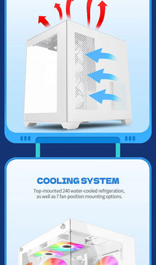 Power Train Coloured Glaze PC Case Sea View Room 270° Full View Without Column Desktop Chassis Support 240 Water Cooler