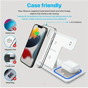 Soporte de carga inalámbrica rápida 3 en 1 de 15 W, estación de carga plegable para iPhone 17-11, Apple Watch 9 8 7 6 5 y AirPods Pro