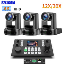 3-Pack 4K POE HDMI Camera 12x/20x Optical Zoom with PTZ Control Keyboard for Live Streaming Video Conference/Church