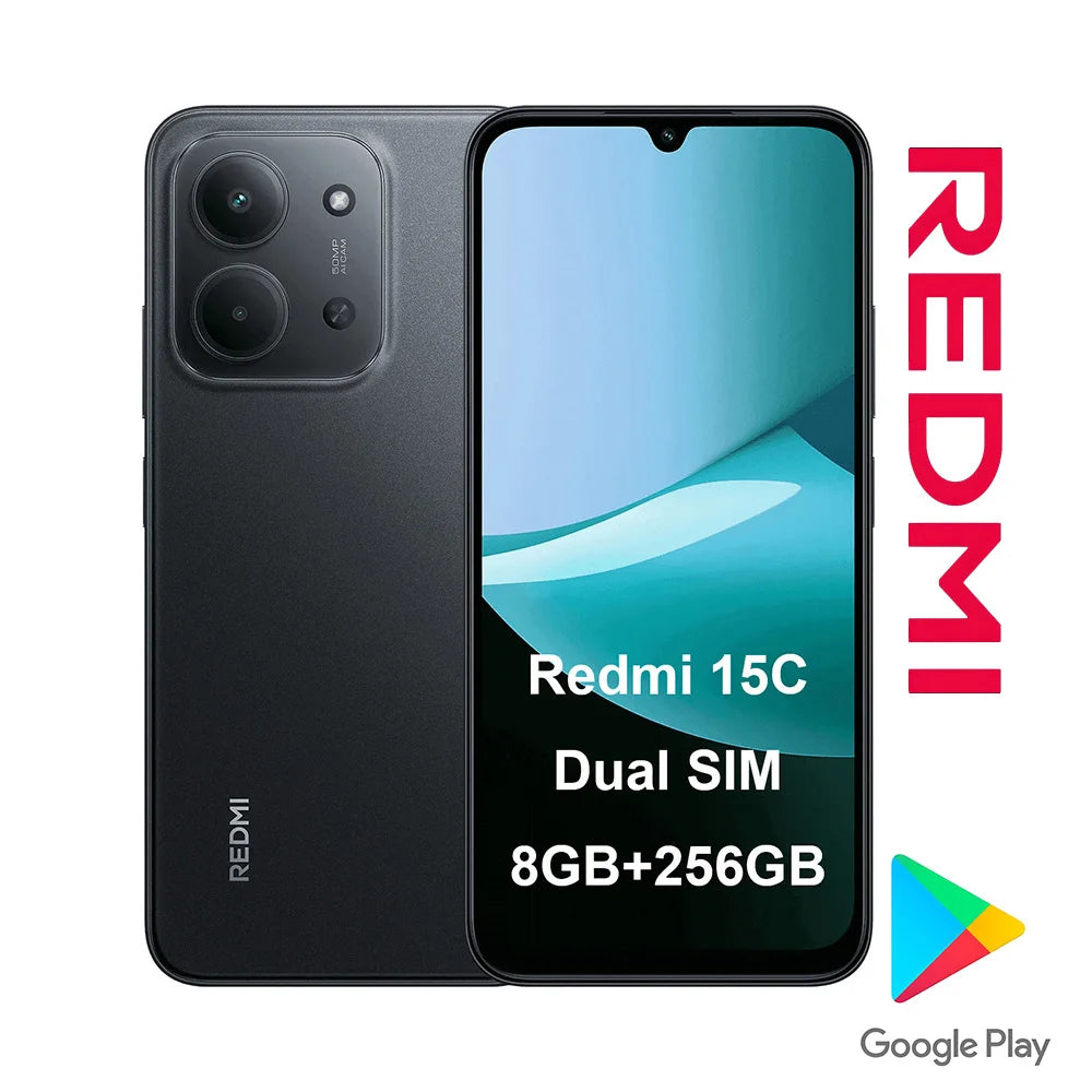 NEW Redmi15C International Version 8GB/256GB Expand 1TB SD Side Fingerprint 3.5mm Jack TÜV Low Blue Light Budget 4G Smartphone
