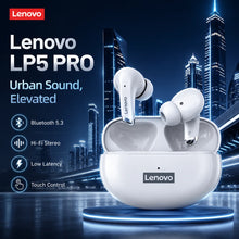 Nuevos auriculares inalámbricos Lenovo LP5 PRO Bluetooth 5.4, audífonos TWS con sonido HiFi para juegos, auriculares deportivos LP5Pro con control táctil y batería de larga duración