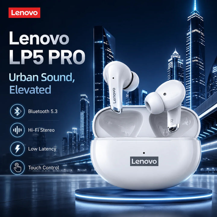 Nuevos auriculares inalámbricos Lenovo LP5 PRO Bluetooth 5.4, audífonos TWS con sonido HiFi para juegos, auriculares deportivos LP5Pro con control táctil y batería de larga duración