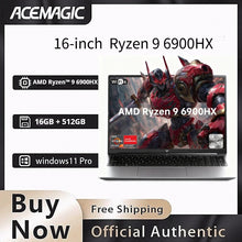ACEMAGIC 16-Zoll Gaming-Laptop, AMD Ryzen 9 6900HX Prozessor, 16 GB LPDDR5 RAM, 512 GB SSD, IPS-Display, Windows 11 Laptop-Computer