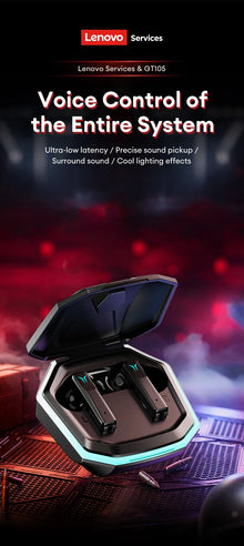 Lenovo GT105 Wireless Bluetooth 5.3 Earphones Low Latency Dual Mode Music Gaming Earphone With Mic Earbuds Sports In-Ear Headset