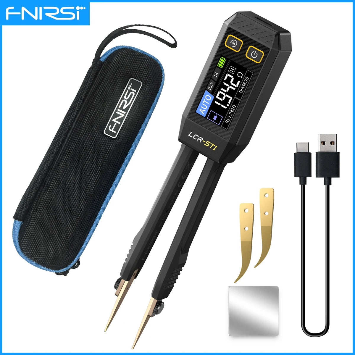 FNIRSI LCR-ST1 Smart Tweezer LCR SMD ESR Mini Tester Resistance Capacitance Inductance Continuity Diode Test Measurement Tools