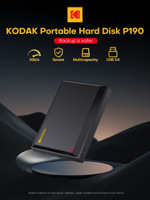 KODAK P190 2.5" Portable External Hard Drive 1TB/500GB USB 3.0 - Fast Transmission for PC, Laptop, Smartphone& Storage
