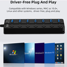 KEBIDUMEI USB 3.0 Hub with Individual On/Off Switches 4/7 Port Multi USB Splitter USB Hub 2.0 USB Expander Docking Stations