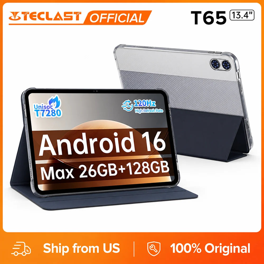 Tableta Teclast T65 de 13.4" 2K 120Hz Android 16, Unisoc T7280 Octa Core, máx. 26GB RAM, 128GB ROM, 8000mAh, 4G LTE