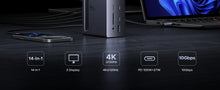 UGREEN 14-in-1 USB HUB Docking Station Type-C to 4K120Hz DP 4K60Hz 2xHDMI SD/TF RJ45 10Gbps USB-A/C PD Charging DC for Laptop PC