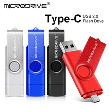 OTG USB + Type-C Dual-Interface USB Flash Drive - Rotating Waterproof Pen Drive 64GB -4GB Micro USB Stick External Storage