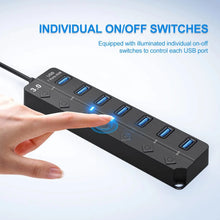 KEBIDUMEI USB 3.0 Hub with Individual On/Off Switches 4/7 Port Multi USB Splitter USB Hub 2.0 USB Expander Docking Stations