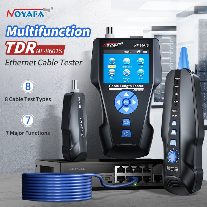 NOYAFA NF-8601S Network Cable Tester RJ45 RJ11 Cable Tracker POE Checker Ping Tester Network Tools