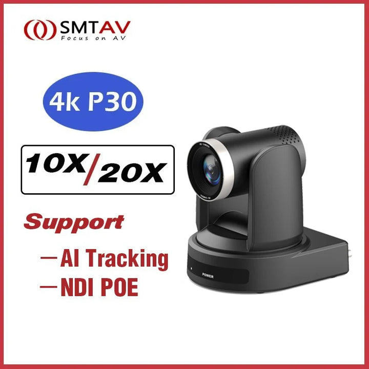 SMTAV 1080P 4K SDI PTZ Camera 10X 20X Zoom HDMI IP Live Streaming Camera Support POE Conference Camera for Church Meeting