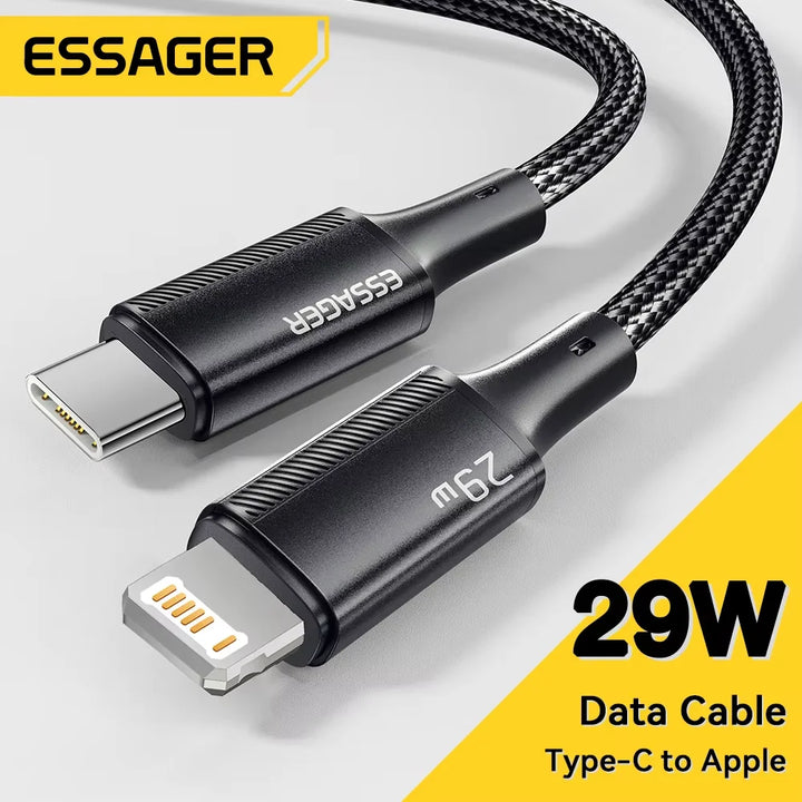 Cable USB C Essager para iPhone 14 13 12 11 Pro Max Xs Plus, cable de carga rápida de 29 W, cable de datos tipo C a Lightning para iPad y MacBook