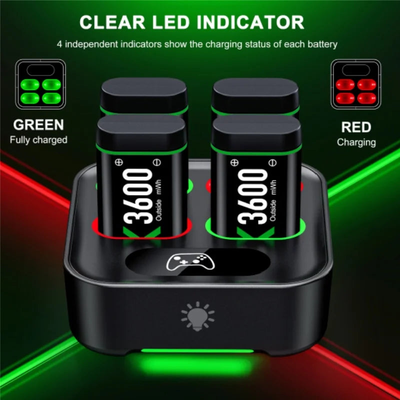 Rechargeable Battery for Xbox One Controller 4 x 3600mWh Battery for Xbox One/Xbox Series X/S Charging Accessories  ﻿