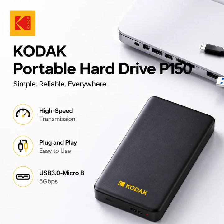 Kodak P150 Portable External Hard Drive 500GB 1T USB3.0 Lightweight PHDD for PC Tablets PS5 XBOX Laptop Desktop