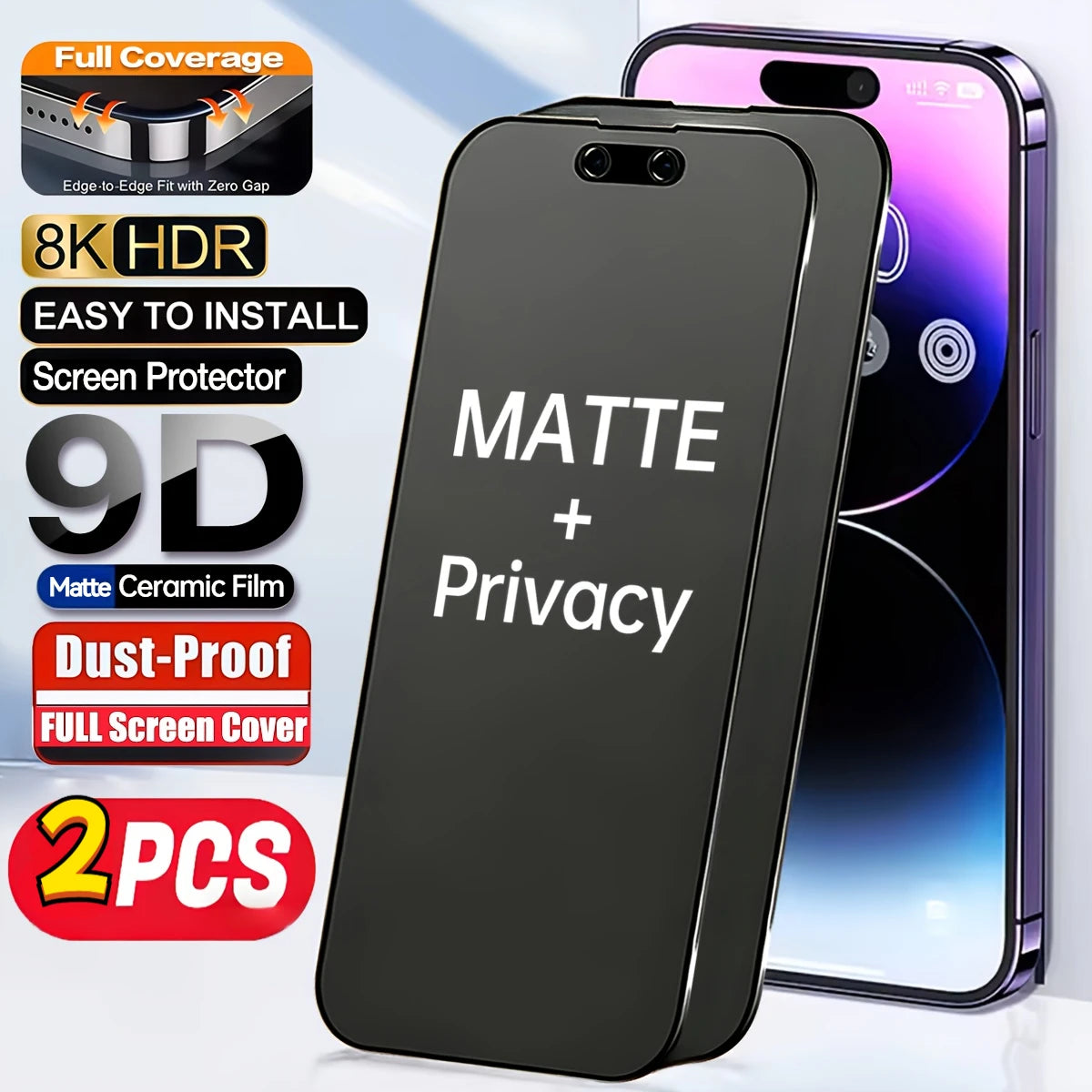 Full Cover Matte Privacy Screen Protector For iPhone 17 13 14 11 12 15 16 18 Pro Max Air 7 8 Plus SE X XR XS Max Anti-Spy Film
