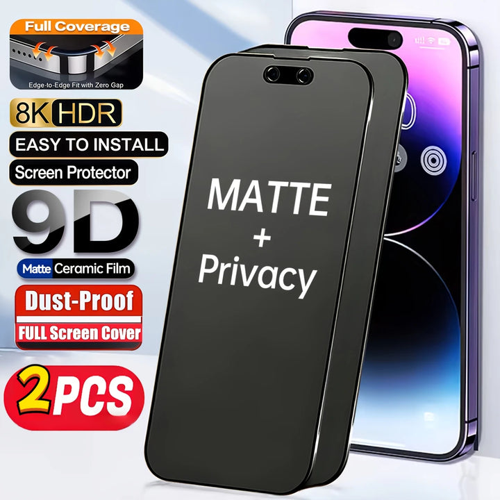 Full Cover Matte Privacy Screen Protector For iPhone 17 13 14 11 12 15 16 18 Pro Max Air 7 8 Plus SE X XR XS Max Anti-Spy Film