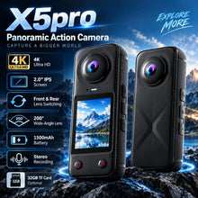 4K Panoramic Action Camera 200 Degree Wide Angle Dual Lens 2.0 IPS Portable Vlog Camera for Cycling Travel Outdoor Sports Camera