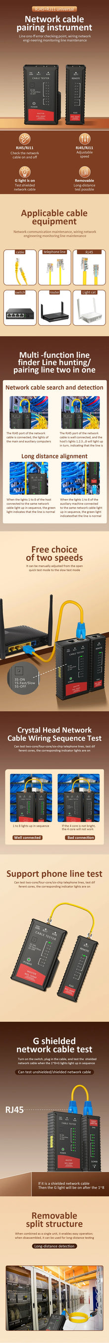 RJ45 Crimp Tool Kit Pass Through Cat6 Crimping Tool For Cat5 Cat5e Cat6 8P8C Connector, All-in-one Ethernet Crimper