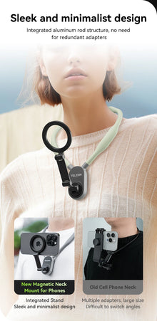 TELESIN Silicone Magnetic Quick Release Neck Mount Hold for Iphone 15 14 13 12 11 SAMSUNG HUAWEI XIAOMI Smart Phone Accessories