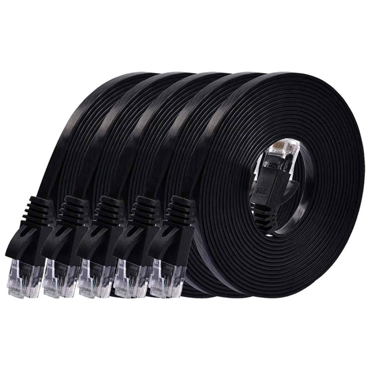 MIZIQIER 5-Pack Cat6 Ethernet Cable,10Gbps Flat Internet Network Cable for Cat5e Cat5 Computer LAN Cable with Snagless RJ45