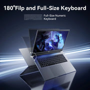 KAMRUI Portátil de 18,5" con batería de 8000 mAh, procesador Intel N150 de 4 núcleos, 16 GB DDR4, SSD de 512 GB, Win11 Pro, WiFi5, computadora portátil plegable a 180° para oficina en casa