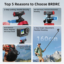 BRDRC Tripod for DJI Action 6 5Pro 4 OSMO 360 Camera Stand Selfie Stick Quick-release Adapter Tripod Adjustable Ball Head Base