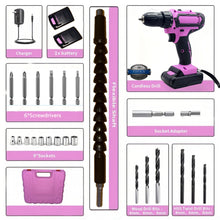 24-Piece Set Brushless Industrial Drill Kit 21V Dual Lithium (2×1200mAh) 18+1 Precision Torque 10mm Metal Lock Chuck for Steel S
