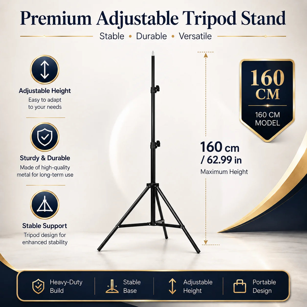 Portable Projector Tripod Adjustable Height Stable Base Floor Stand for Camera Ring Light Projector