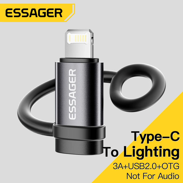 Adaptador de iluminación Essager a tipo C, carga rápida de 3 A, conector hembra IOS a macho tipo C para iPhone 15 14 13 Pro, convertidor para iPad