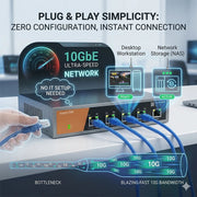 Switch no gestionado KeepLiNK de 5 puertos 10GbE | Hub de red de escritorio 10G con carcasa metálica y ventilador silencioso