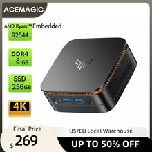 ACEMAGIC Ryzen Embedded Mini PC 8GB DDR4 256GB SSD Triple 4K Mini PC Silent Mini PC (Beat4300U/3500U) WiFi 5 BT4.2 Windows 11
