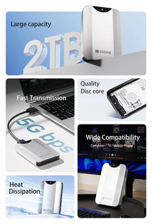 KODAK P230 2.5inch Portable HDD 1TB External Hard Disk Drive 5Gbps External hard drive HDD for PS4/PS5/Laptop Desktop