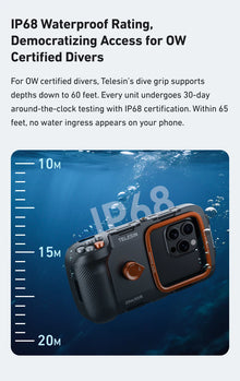TELESIN Diving Waterproof Phone Case Universal Phone Camera Shoot Hand Grip Holder Shooting Aid Remote Control Handle