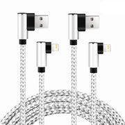 Cable USB de 90 grados para iPhone 14 13 12 11 Pro Max X XR 6s 7 8 Plus 1m 2m, cable de carga rápida y transferencia de datos para teléfono móvil