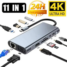 11 Ports USB C Docking Stations USB C HUB Type C to HDMI Adapter 4K USB 3.0 Splitter Adapter For PC Laptop Macbook
