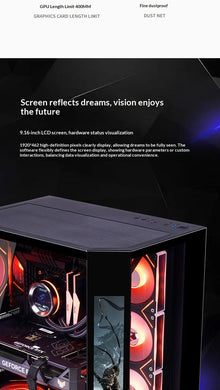 WJCOOLMAN Dreamer PLUS 9.16-inch HD Screen PC Gaming Case Sea View Room 360 Water Cooler Computer Case Gabinetes Gamer