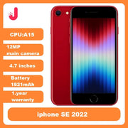 Apple iPhone SE 2022 Desbloqueado 64/128GB ROM IOS Chip A15 Bionic 4G LTE Pantalla original de 4.7" Cámara de 12MP Huella dactilar Celular SE3