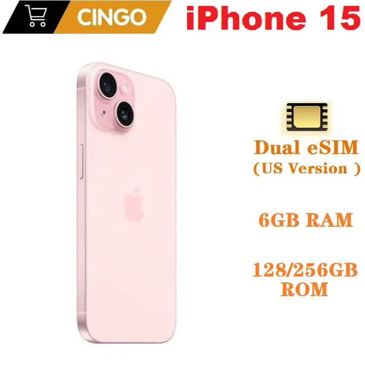 Apple iPhone 15 Dual eSIM 128/256GB ROM 6GB RAM 6.1" Super Retina OLED original, Face ID, NFC, A16, teléfono móvil 5G, 95% nuevo