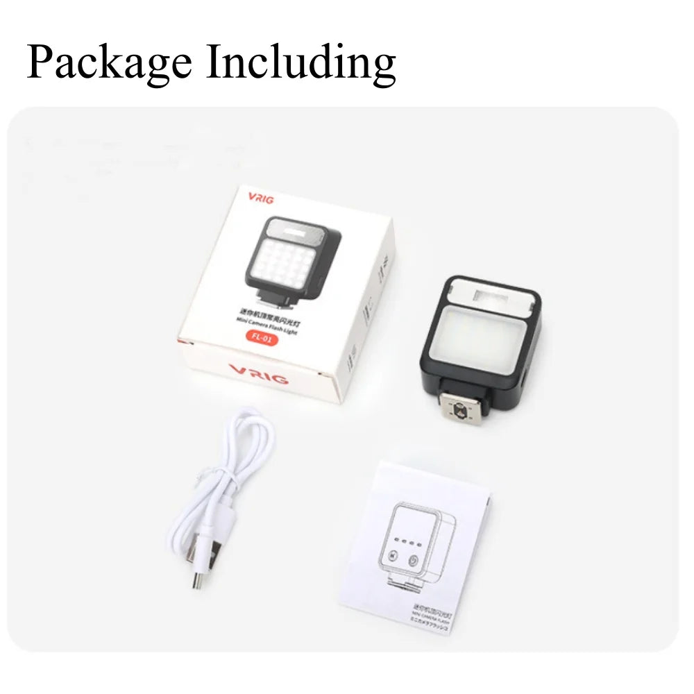 VRIG Retro Camera Flash Speedlite for Sony ZV1 Ricoh GR3 Fujifilm XT5 Nikon Z30 Mini LED Constant Light Universal Hot Shoe Flash
