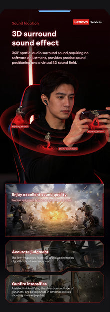Lenovo GT105 Wireless Bluetooth 5.3 Earphones Low Latency Dual Mode Music Gaming Earphone With Mic Earbuds Sports In-Ear Headset