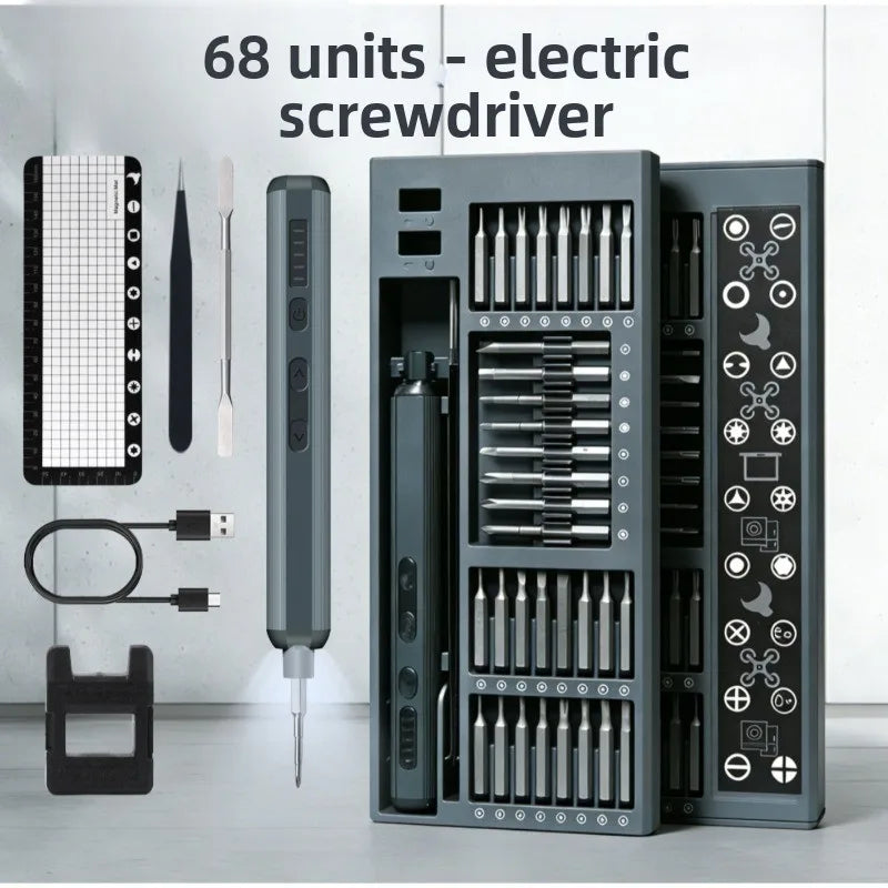JZD 68-in-1 Precision Electric Screwdriver Set for Phone Laptop Repair Appliance Maintenance Press-Type Dual-Sided Storage