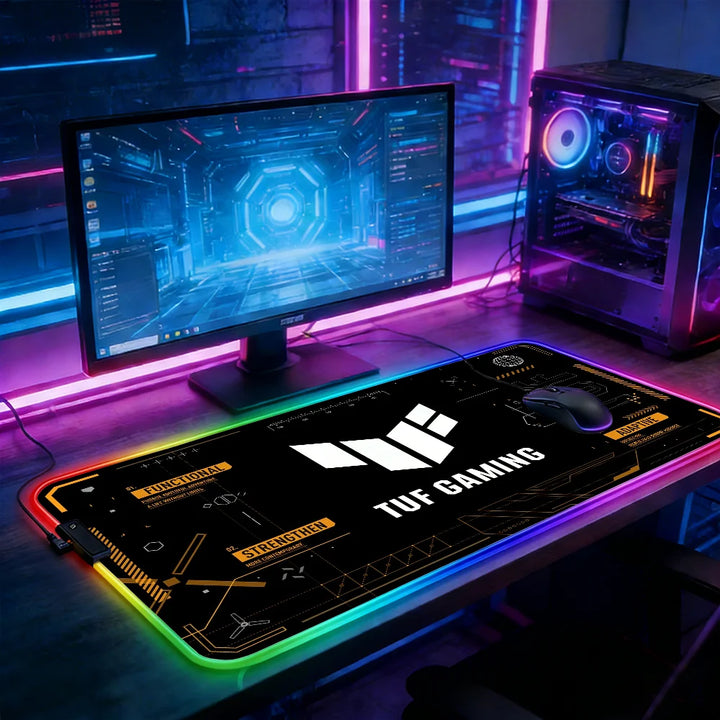 Alfombrilla de ratón RGB con iluminación LED para juegos, alfombrilla de teclado para e-sports, accesorios para portátil Tuf-Gaming, alfombrilla de escritorio para PC con diseño anime