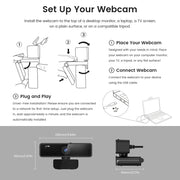 Cámara web USB Nuroum V11 de alta calidad, 1080p a 60 fps, Full HD, con conexión Plug and Play para computadora, minicámara web 2K para PC y computadora portátil con micrófono