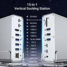 MZX 15 in 1 USB-C Docking Station Type-C 4K 60Hz HUB Aluminum Extension Concentrator HDTV PD 100W USB C 3.0 SD 1000M Laptop Dock
